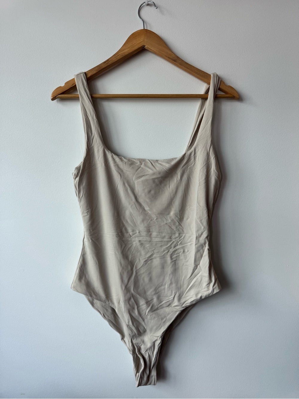 SHEIN Beige Sleeveless Scoop Neck Thong Bodysuit Women Medium M Neutral